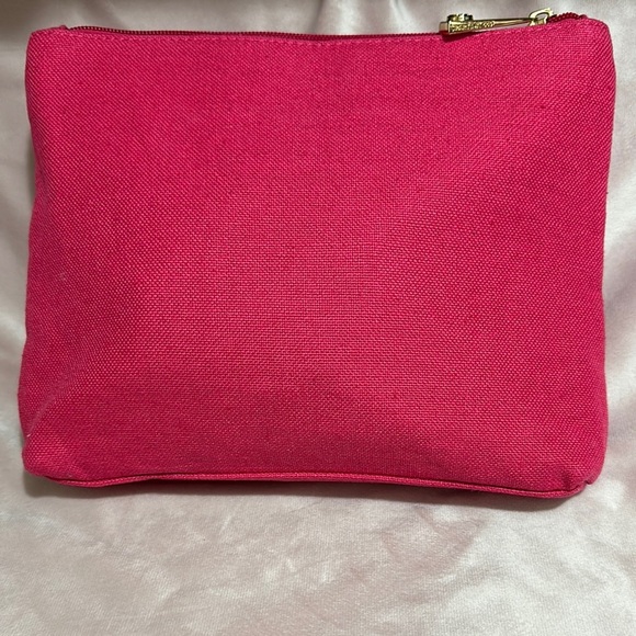 Vibrant Pink Cosmetic Bag with Golden Text - Picture 2 of 8